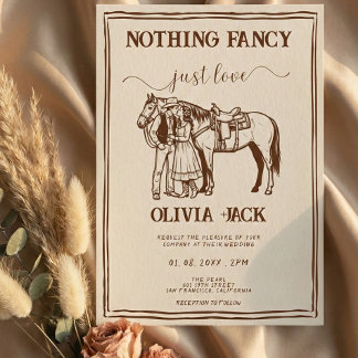 Convites Western Nothing Fancy Just Love Hand Drawn Wedding