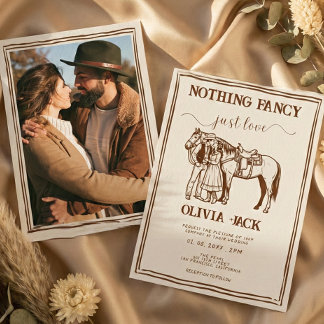 Convites Western Retro Funky Hand Drawn Photo Wedding