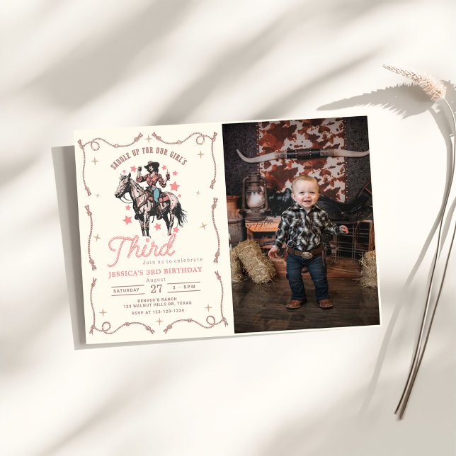 Convites Western Saddle para a aniversário de 3 anos da nos (Criador carregado)