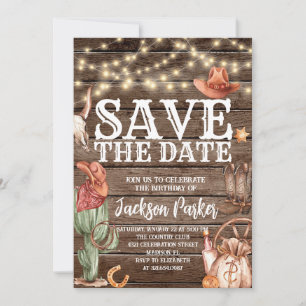 Convites Western Save the Date Birthday Country Birthday