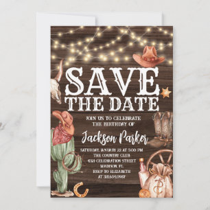 Convites Western Save the Date Birthday Country Birthday
