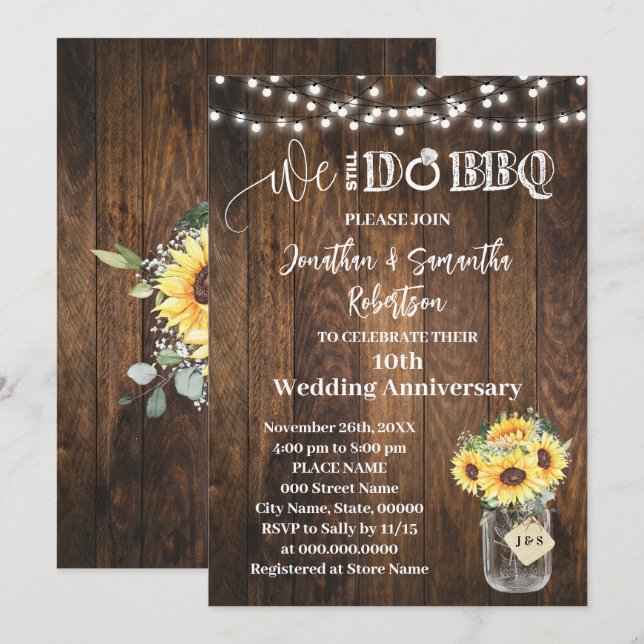 Convites Western Sunflowers We still do Wedding Anniversary (Frente/Verso)