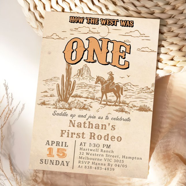 Convites Western Vintage Rodeo 1st Birthday Invitation  (Criador carregado)