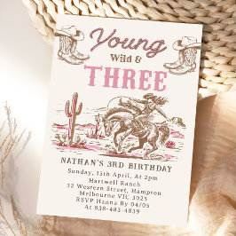 Convites Western Vintage Rodeo 3rd Birthday Invitation 