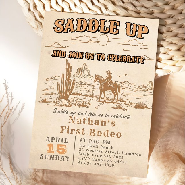 Convites Western Vintage Rodeo Birthday Invitation  (Criador carregado)
