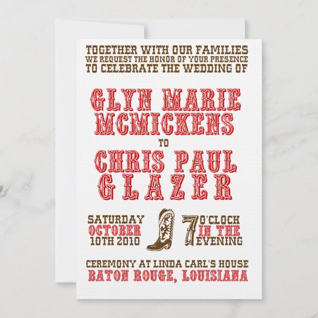 Convites Western Wedding (Frente)