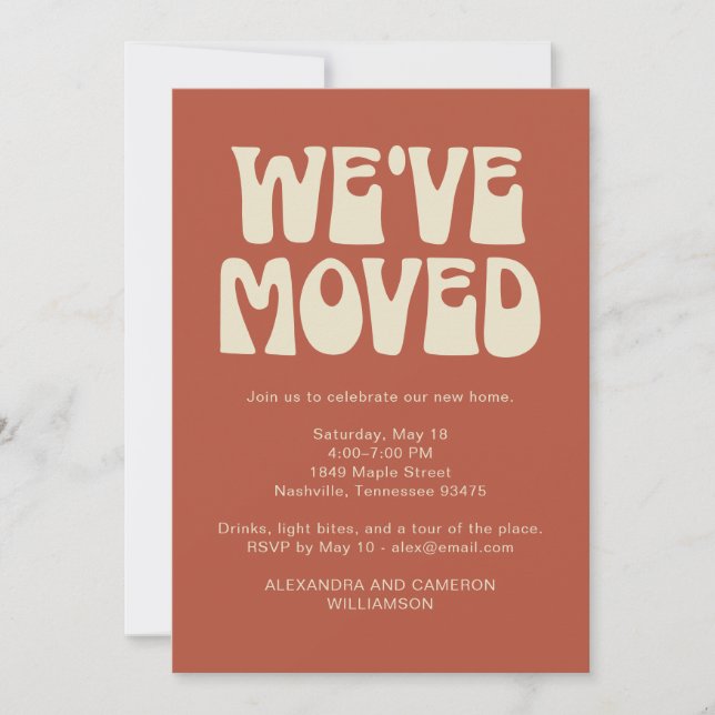 Convites We've Moved Housewarming Party Rust Retro (Frente)