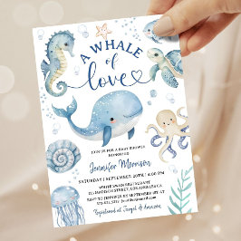 Convites Whale Baby Shower Boy Blue Ocean
