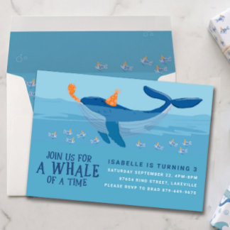 Convites Whale of a Time – Kids Birthday Invitation