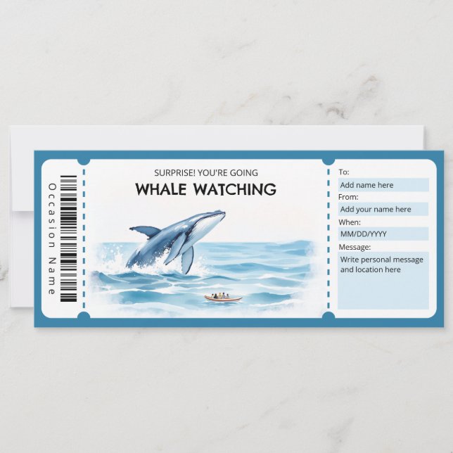 Convites Whale Watching Gift Certificate (Frente)