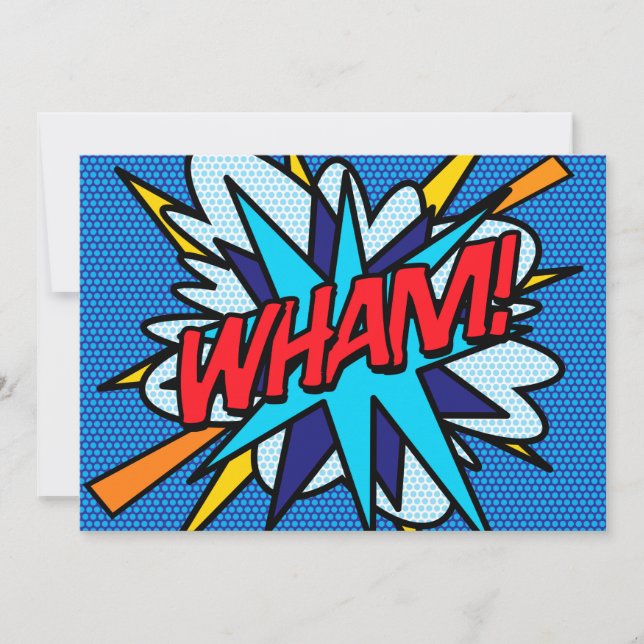 Convites WHAM Arte Pop de Quadrinhos Retrô Divertidos (Frente)