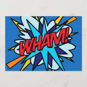 Convites WHAM Diversão Histórica Revista em Quadrinhos Arte