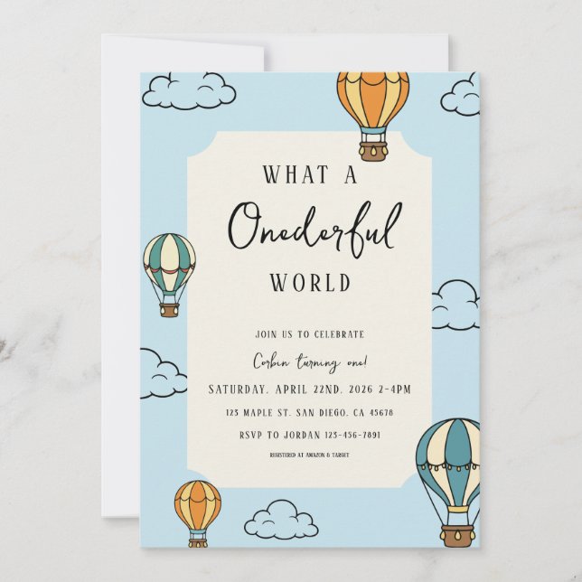 Convites What a Onederful World Birthday Party Invitation (Frente)