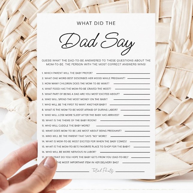 Convites What Did The Dad Say Minimalist Baby Shower Games (Criador carregado)