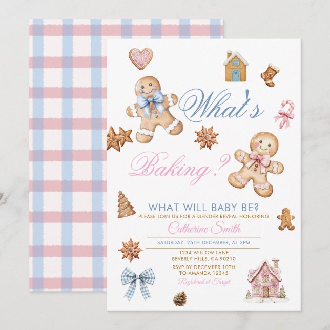 Convites What’s Baking Gingerbread Gender Reveal Invitation (Frente/Verso)