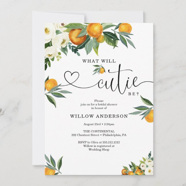 Convites What Will Cutie Be Citrus Lemon Bridal Shower (Frente)