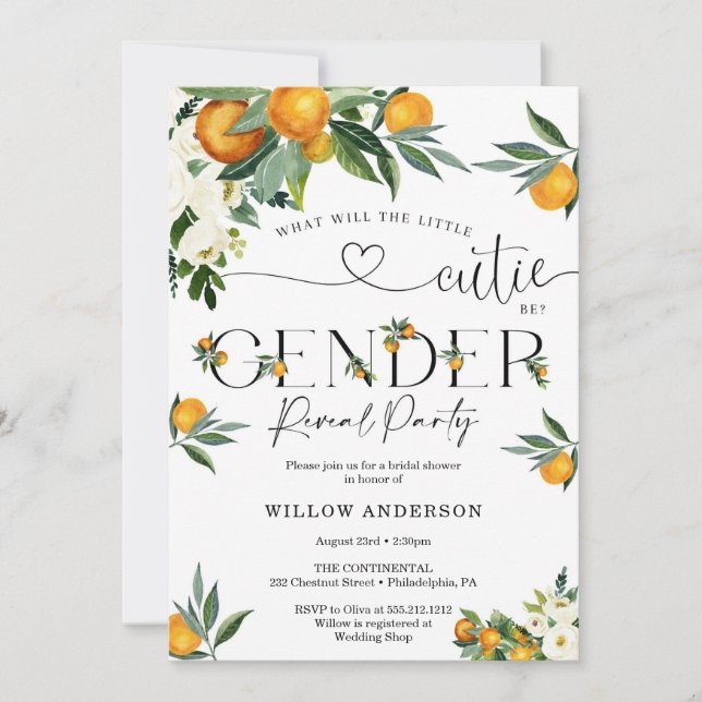 Convites What Will Cutie Be Citrus Lemon Bridal Shower (Frente)