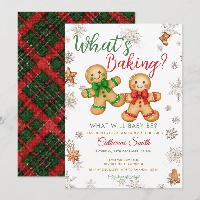 Convites What's Baking Gingerbread Gender Reveal (Frente/Verso)