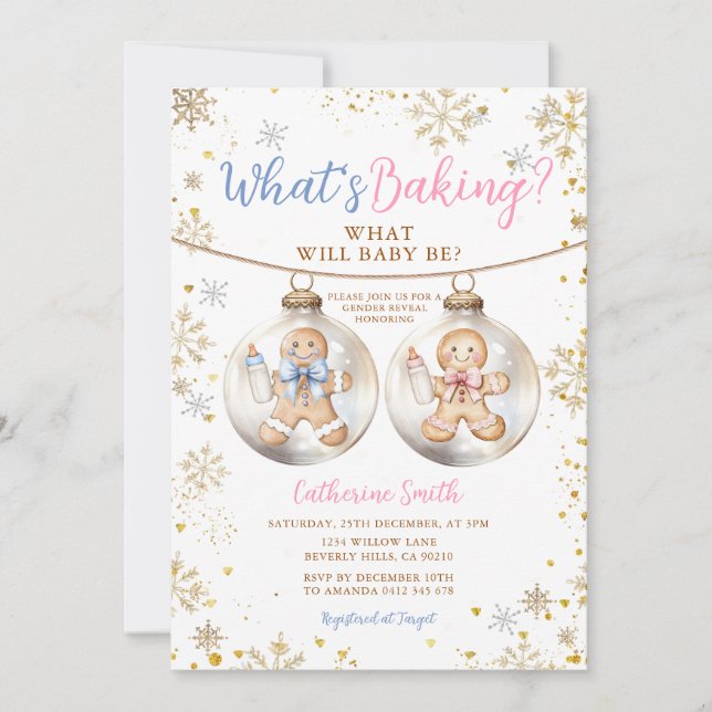 Convites What's Baking Gingerbread Ornament Gender Reveal (Frente)