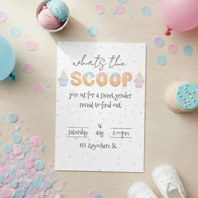 Convites Whats the scoop? Gender reveal invitation (Criador carregado)
