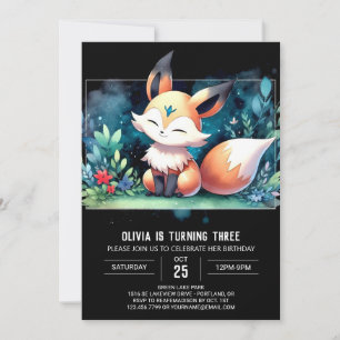 Convites Whimcolor Fox Birthday digital