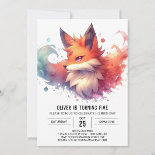 Convites Whimsable Editable Fox Birthday