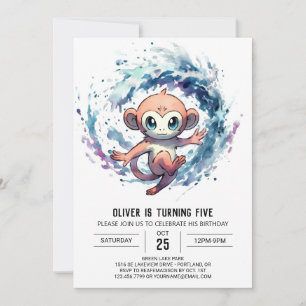 Convites Whimsable Editable Monkey Birthday