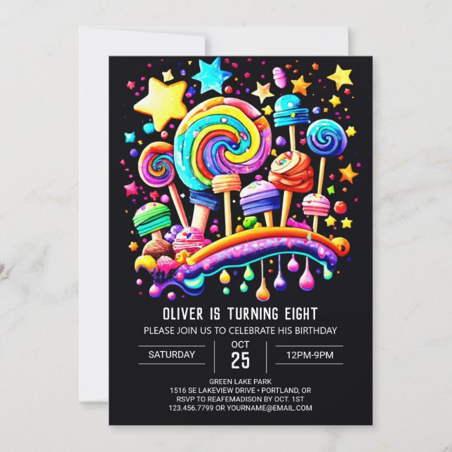 Convites Whimsic Candyland Birthday (Frente)