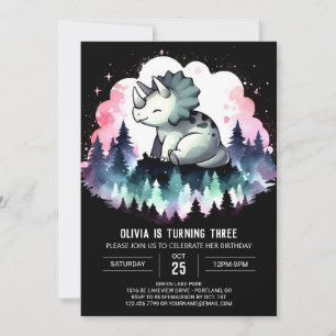 Convites Whimsic Chic Triceratops Aniversário