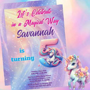 Convites Whimsic Unicorn Pastel Rainbow 5 Aniversário