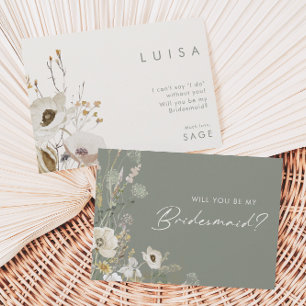 Convites Whimsic Wildflower   Proposta Sage Bridesmaid