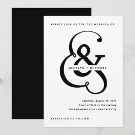Convites Whimsical Ampersand | Casamento Negro e Branco