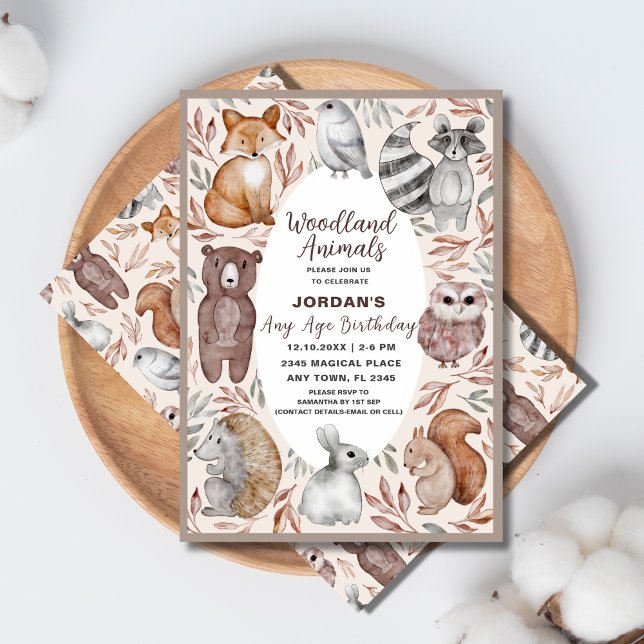 Convites Whimsical Any Old Woodland Animal Festa de anivers (Criador carregado)