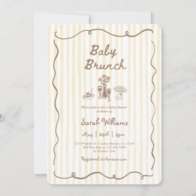 Convites Whimsical Baby Brunch Baby Shower Girl (Frente)