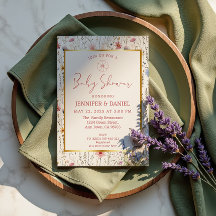 Whimsical Beige Wildflower Chá de fraldas