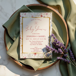 Convites Whimsical Beige Wildflower Chá de fraldas