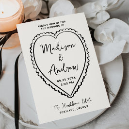 Convites Whimsical Black Heart Wedding