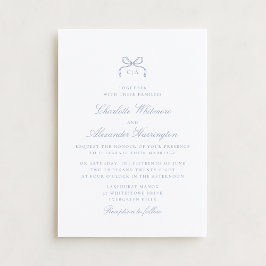 Convites Whimsical Blue Bow Wedding Invitation