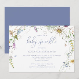 Convites Whimsical Blue Watercolor Flor Selvagem
