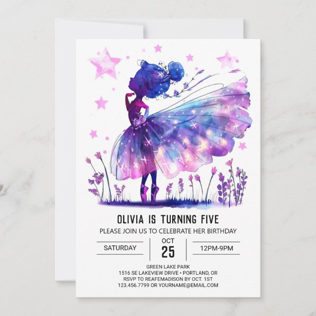 Convites Whimsical Boho Ballerina Birthday (Frente)