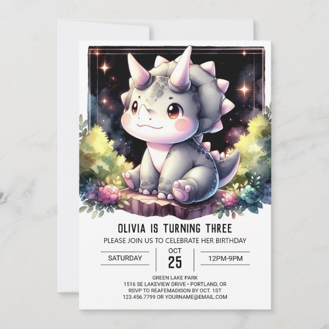 Convites Whimsical Boho Dino Bash Birthday (Frente)