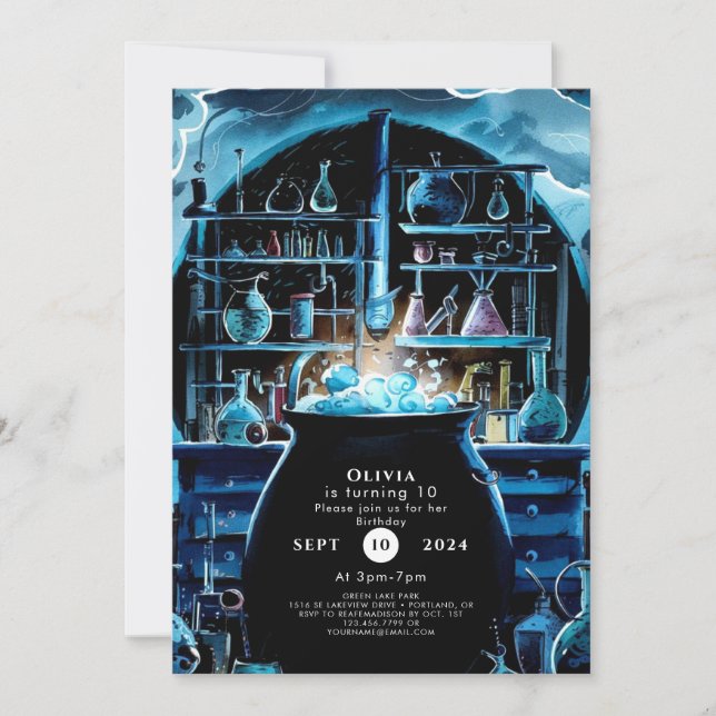 Convites Whimsical Boho Magic Scientist Aniversário (Frente)