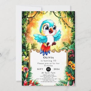 Convites Whimsical Boho Parrot Birthday