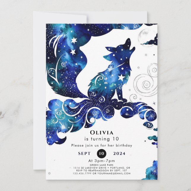 Convites Whimsical Boho Wolf Birthday (Frente)
