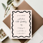 Convites Whimsical Bow cursive border 40th birthday<br><div class="desc">This whimsical 40th birthday party invitation features a bold cursive border with cute dainty hand drawn bow and simple text. For more advanced customisation of this design,  e.g. changing layout,  font or text size please click the "CUSTOMIZE" button above. Please contact me for any questions!</div>