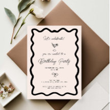 Whimsical Bow cursive border martini birthday 