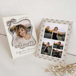 Convites Whimsical Bow Frame Photo Collage Graduation