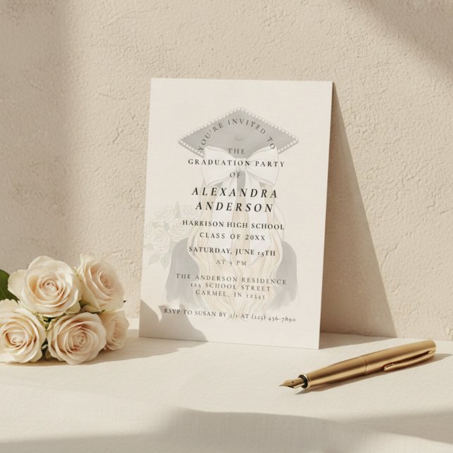 Convites Whimsical Bow Photo Graduation Party (Whimsical Bow Photo Graduation Party Invitation)