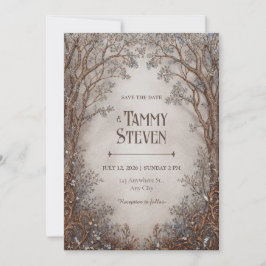 Convites Whimsical Bronze Filigree Forest Wedding