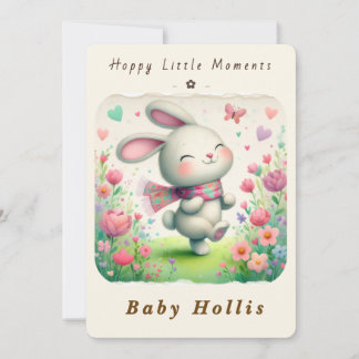 Convites Whimsical Bunny Baby Shower Invitation Soft Floral